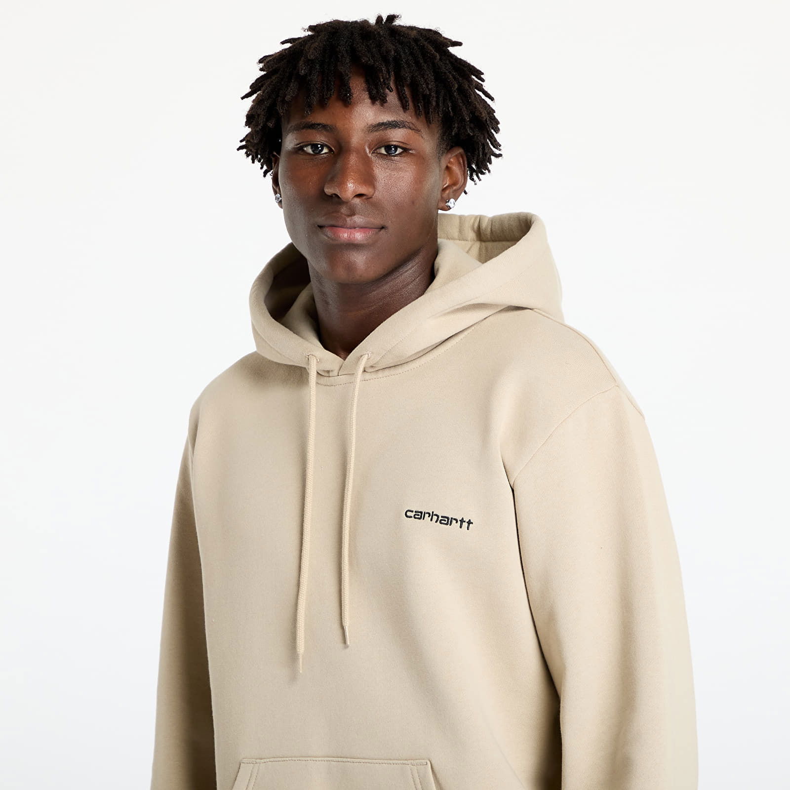 Hooded Script Embroidery Sweat Wall/ Black