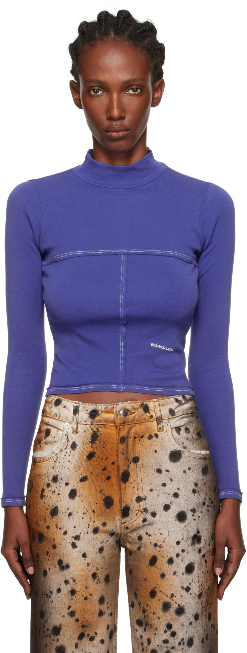 Sveter Eckhaus Latta Eckhaus Latta Lapped Baby Turtleneck Top Fialová | 305-EL-PF25-U -