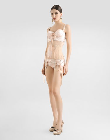 Podprsenka Dolce & Gabbana Dolce & Gabbana Satin Bralette Top with Corset Detail Béžová | F7AW6TGDCMXF0658, 1