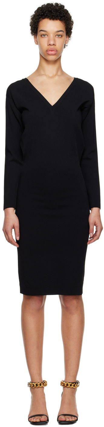 Šaty Stella McCartney Compact V-Neck Dress Čierna | 6K0426S2076, 0