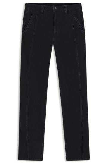 Džínsy BOSS Barrel-leg jeans with front seam in soft denim Čierna | 50546869