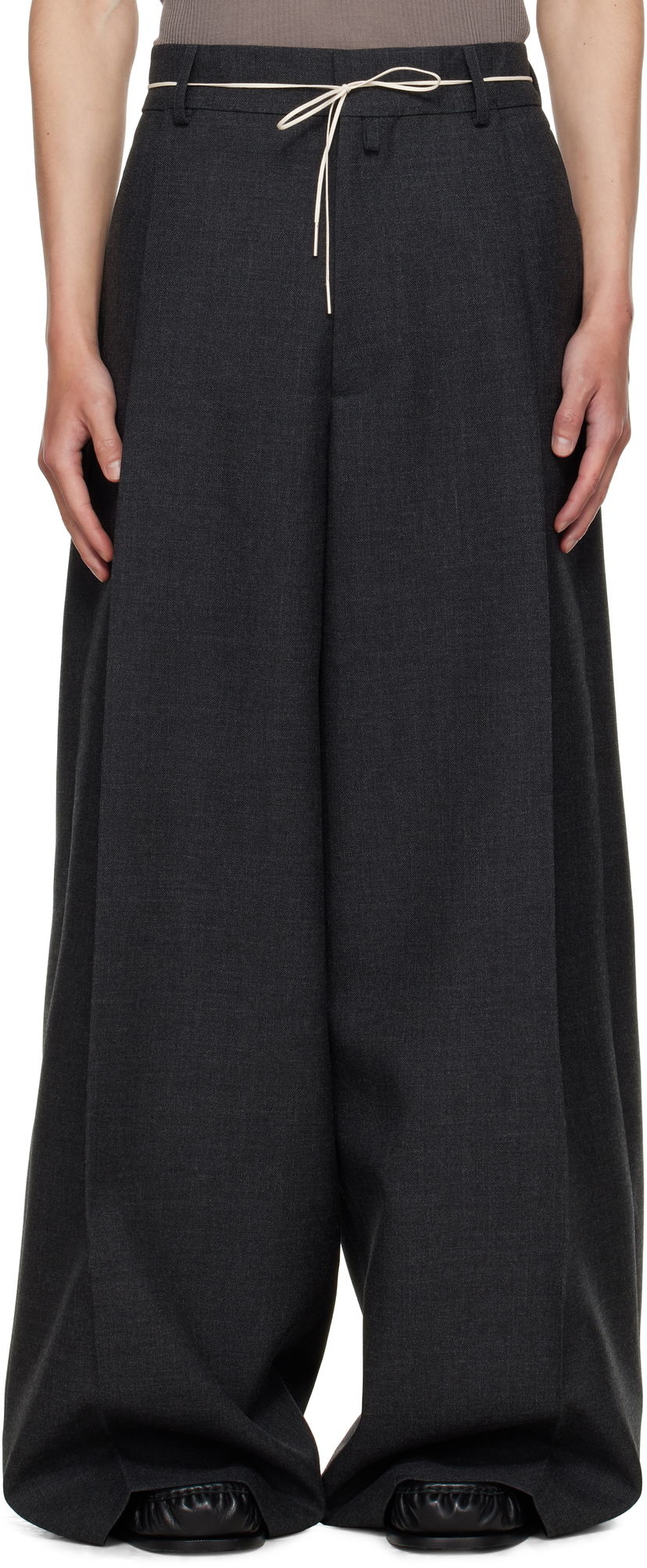 Nohavice Dries Van Noten Dries Van Noten Wide Leg Pleated Trousers Šedá | 252-020915-2247