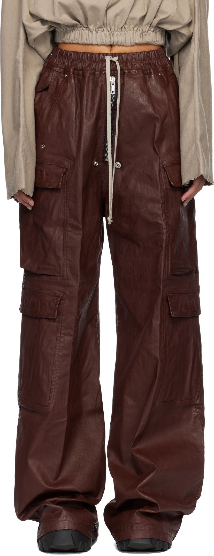 Cargo nohavice Rick Owens Concordians Double Jumbo Belas Denim Cargo Pants Hnedá | DS02E7324 SDSW