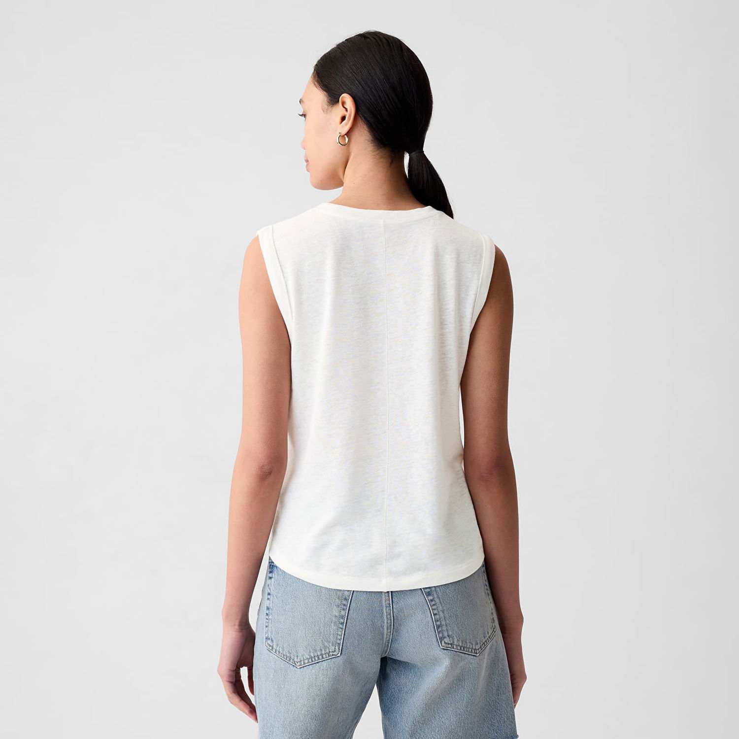 Tielko GAP Top Sleeveless Linen Blend Shell Top Optic White Biela | 878221-04, 1