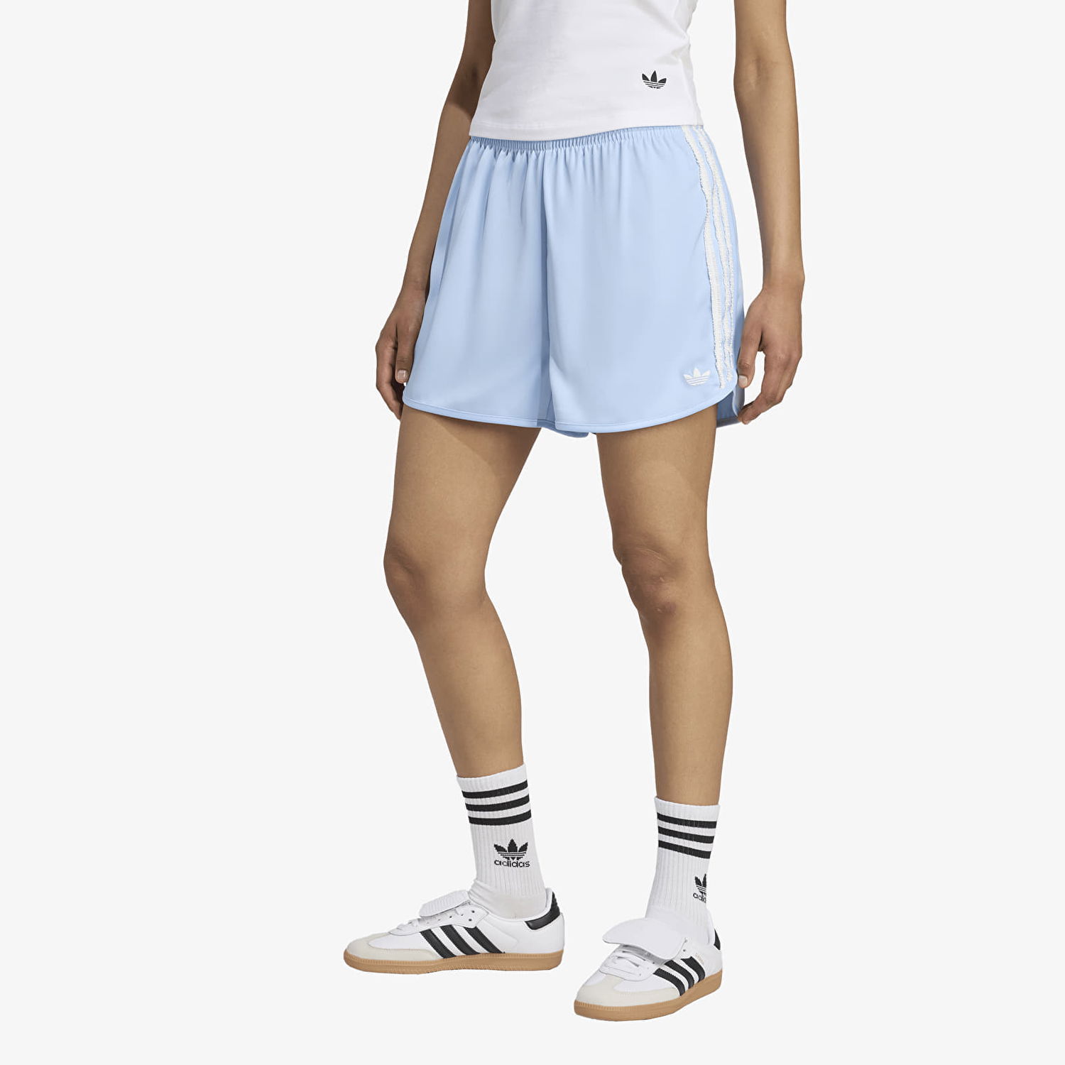 Šortky adidas Originals adidas Originals Satin Ruffle 3-Stripes Shorts Modrá | KC8817, 0