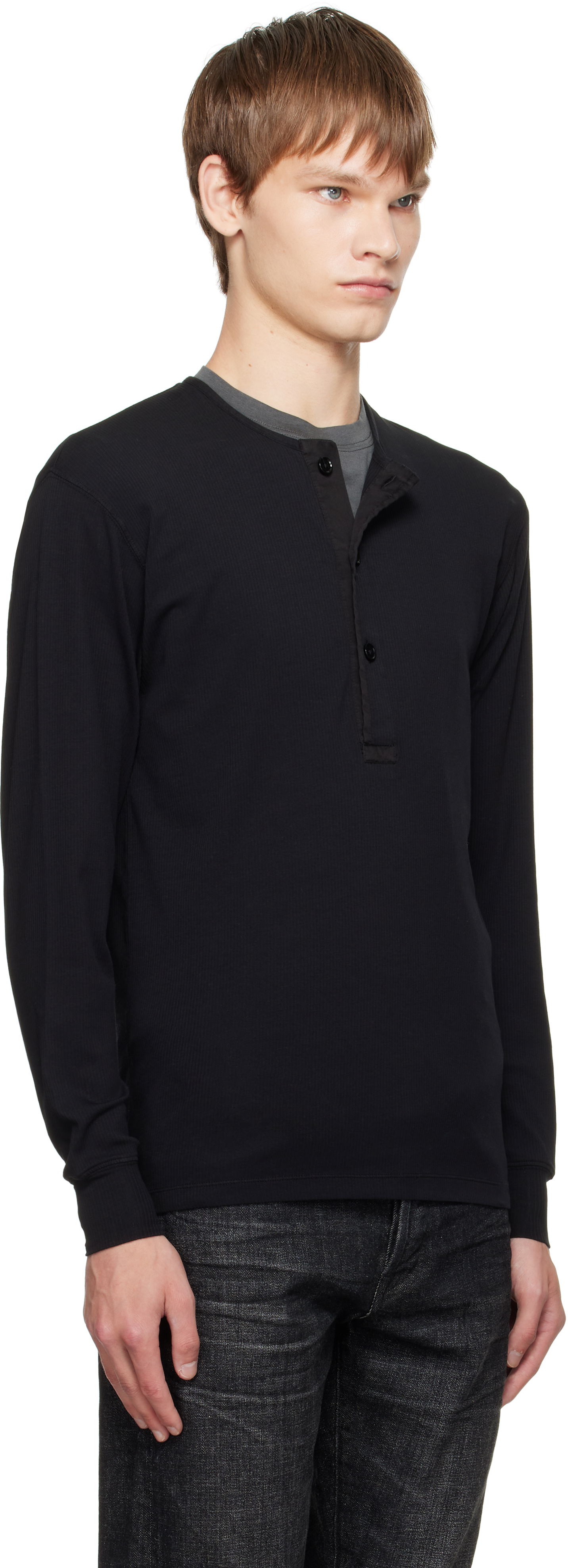 Sveter Tom Ford TOM FORD Stretch Rib Henley Čierna | JHL019-JMC067, 1