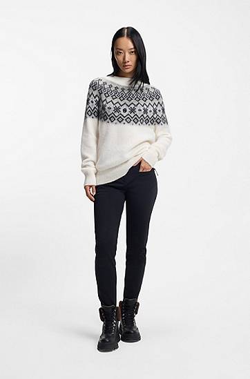Sveter BOSS Ski sweater with jacquard pattern Biela | 50549369, 1