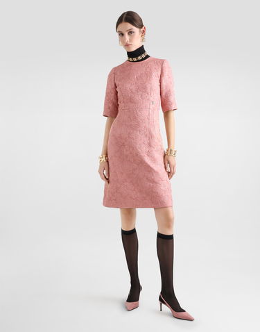 Šaty Dolce & Gabbana Dolce & Gabbana Floral Jacquard Fit-and-Flare Midi Dress Ružová | F6ARLTHJMQKF0473, 1