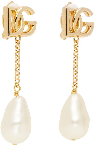 Náušnice Dolce & Gabbana Dolce & Gabbana Gold Metal Dg Logo Pearl Drop Earrings Metalická | WEP2P2W1111ZOO00, 2