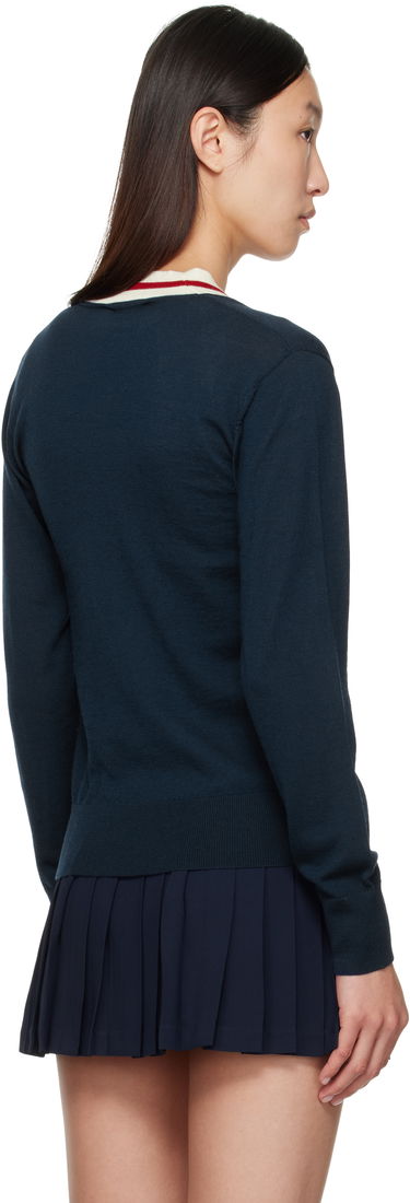 Sveter Sporty & Rich Sporty & Rich Minimalist V-Neck Sweater Navy | WS070602302BL117, 2