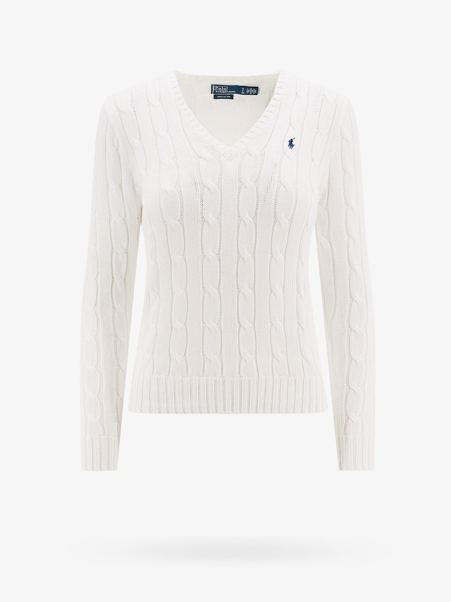 Sveter Polo by Ralph Lauren White Cable Knit V-Neck Sweater Biela | 211891641001, 0