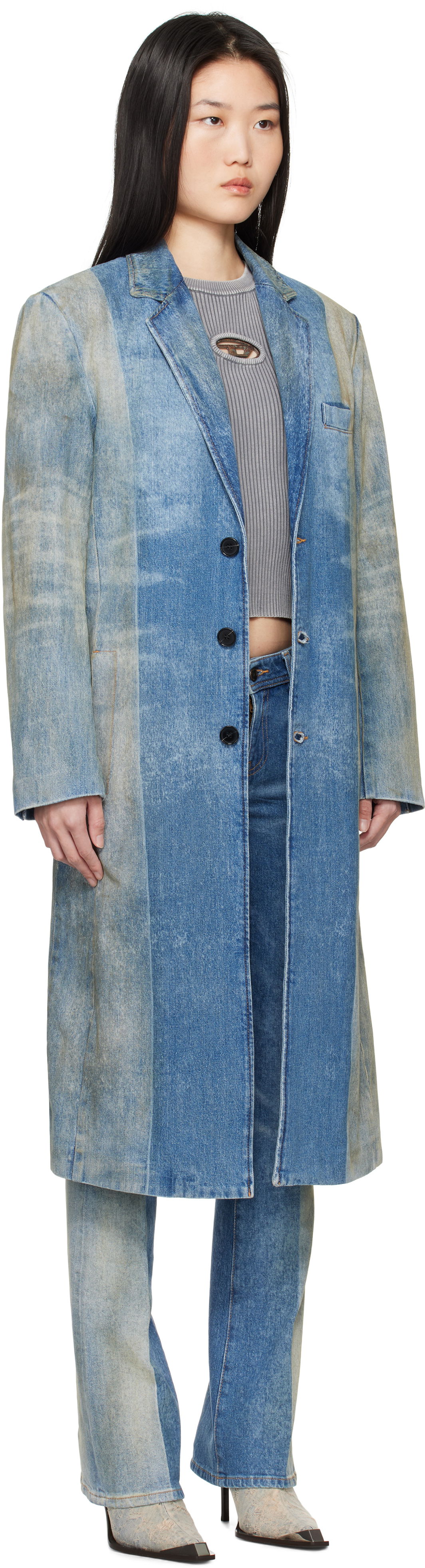 Trenčkot Diesel Denim Blazer Coat Modrá | A16830 09L04, 1