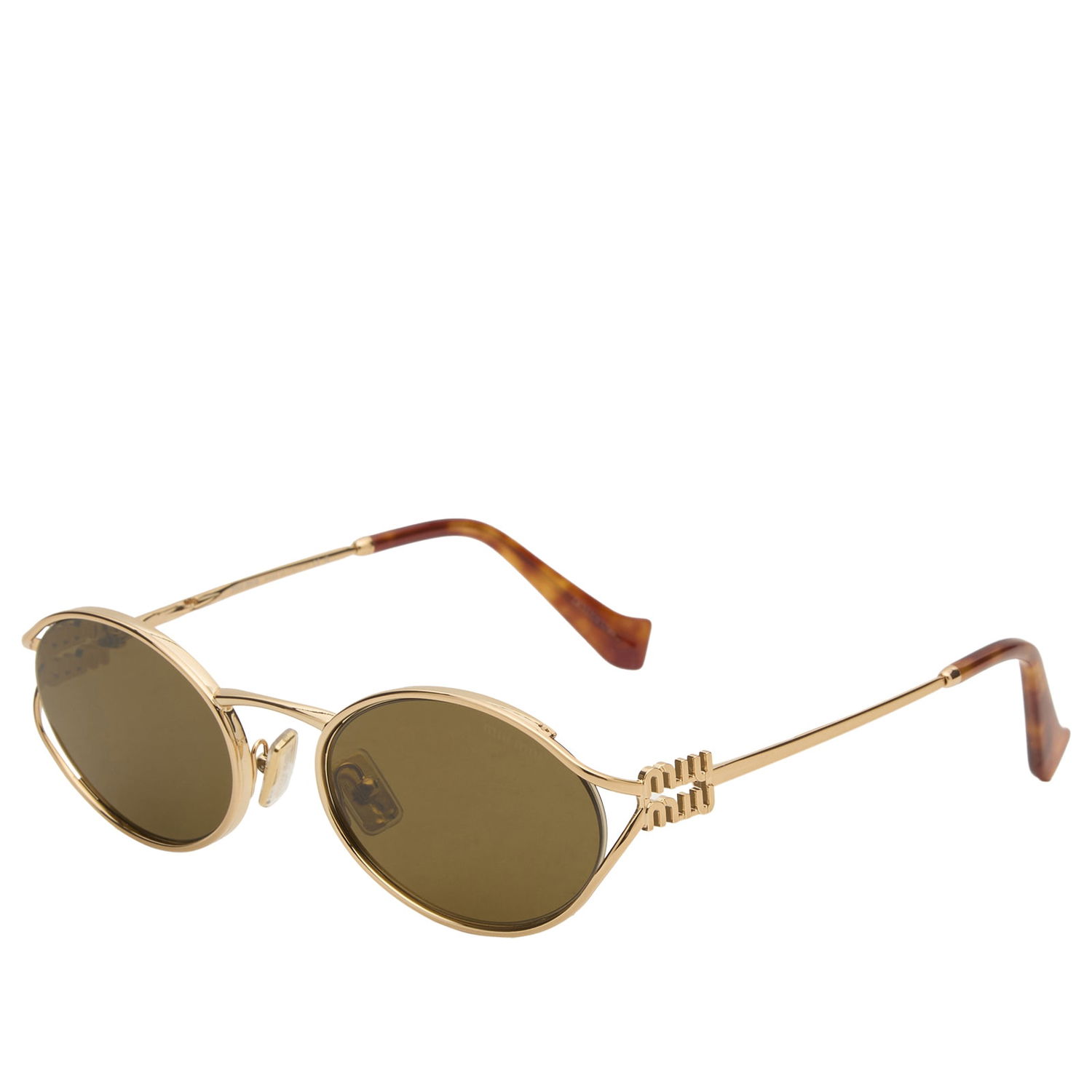 Slnečné okuliare Miu Miu Elongated Oval Sunglasses with Cutout Temples Metalická | 0MU-52YS-54-7OE01T, 0