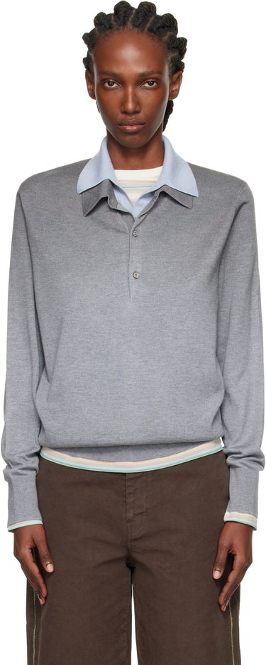 Polo tričko Acne Studios Acne Studios Layered Silk Polo Šedá | A60591-, 0