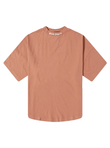 Tričko Palm Angels Mock Neck Logo Tee Hnedá | PMAA002S22JER0076401