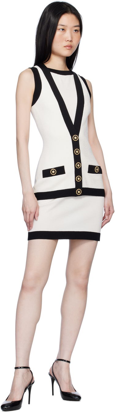 Šaty Balmain Two-Tone Waistcoat Mini Dress Biela | EF1R5086KH88, 3