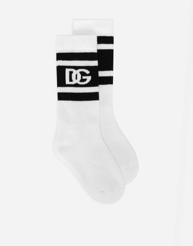 Ponožky Dolce & Gabbana Dolce & Gabbana Stretch Knit Socks with DG Logo Biela | LBKAC5JBCACS9002, 0