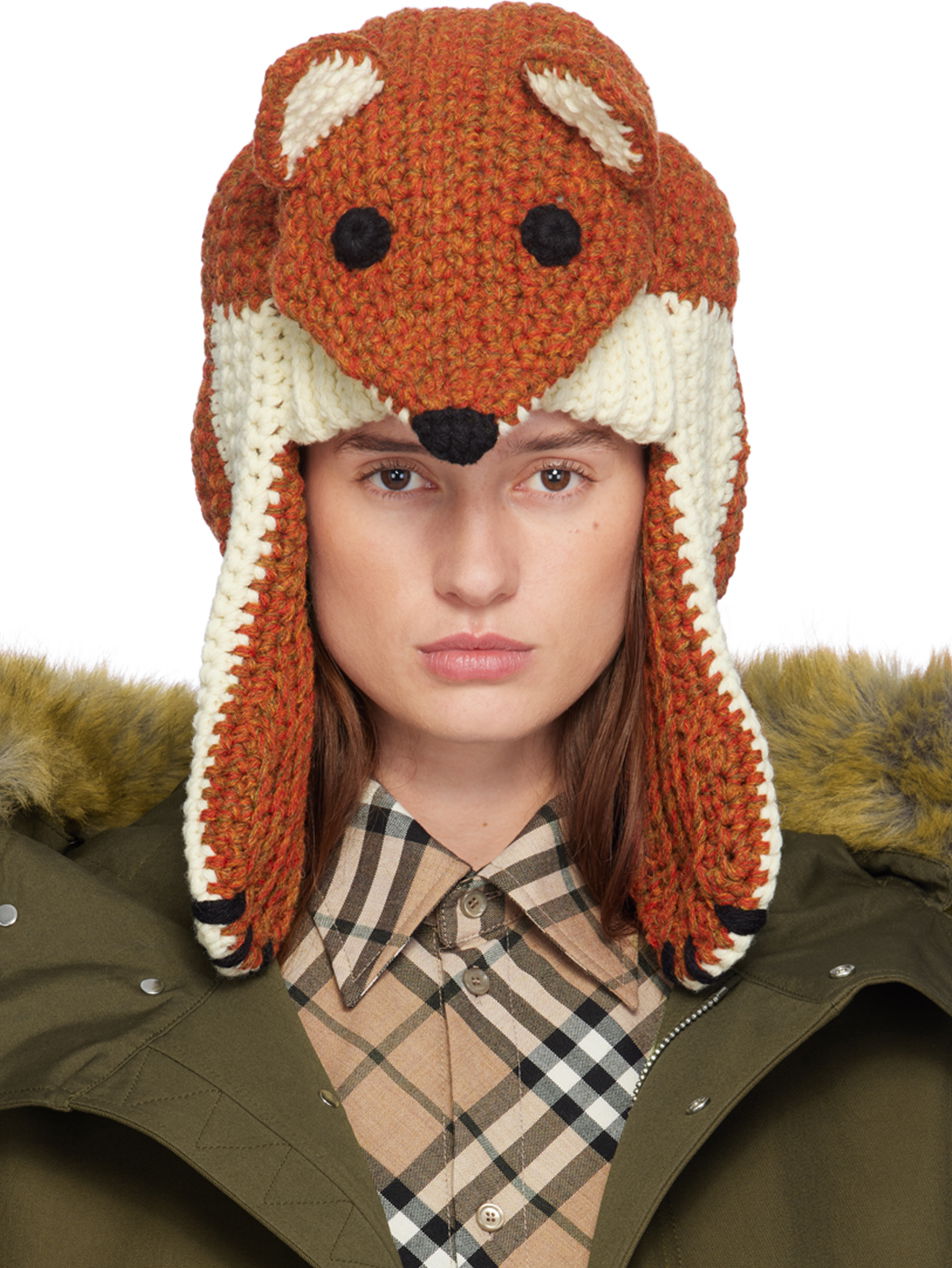 Kulicha Burberry Orange Wool Fox Beanie Oranžová | 8095854, 0