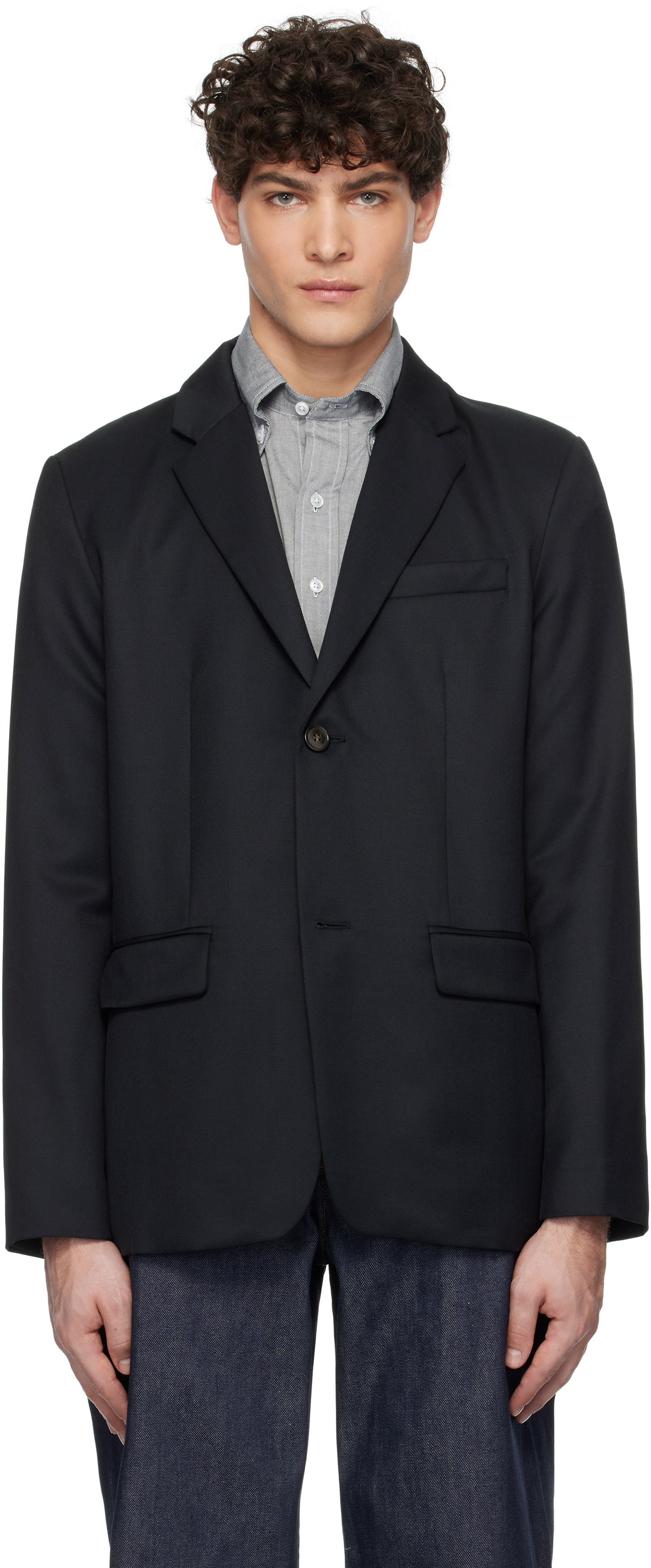 Bunda A.P.C. Single-Breasted Blazer Čierna | WOAPO-H03136, 0