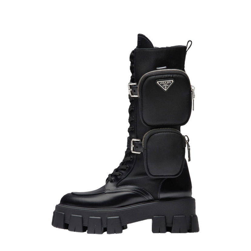 Tenisky a topánky Prada Monolith 55mm Pouch Tall Boots Black Leather Čierna | 1W257M_3LJS_F0002_F_B055