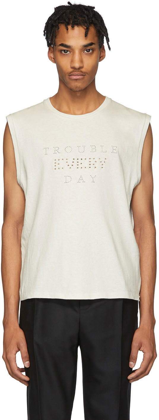 Tielko Saint Laurent Saint Laurent Sleeveless 'Trouble Every Day' T-Shirt Béžová | 605361YBQC2, 0