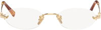 Rimless Oval Glasses with Tortoise-Shell Temple Tips