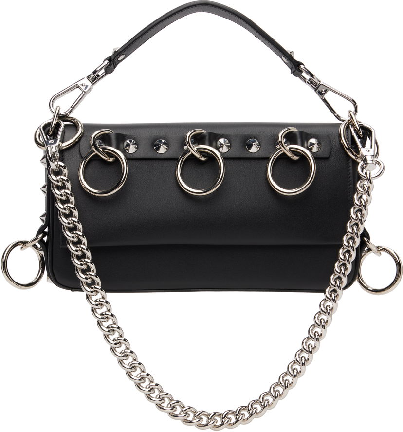 Kabelka R13 Vivian Studded O-Ring Chain Bag Čierna | R13WA061-A001