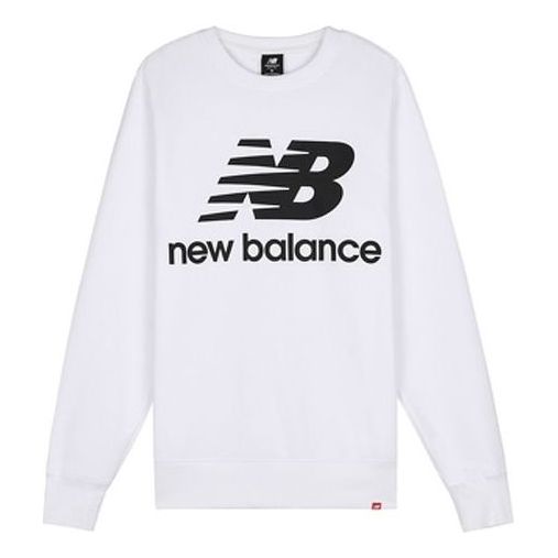 Sveter New Balance Essentials Stacked Logo Crew Sweatshirt Biela | AMT03560-WT