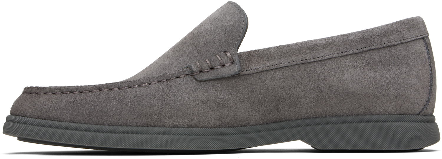 Tenisky a topánky BOSS Suede Loafers with Contrast Outsole Šedá | 50543083, 0