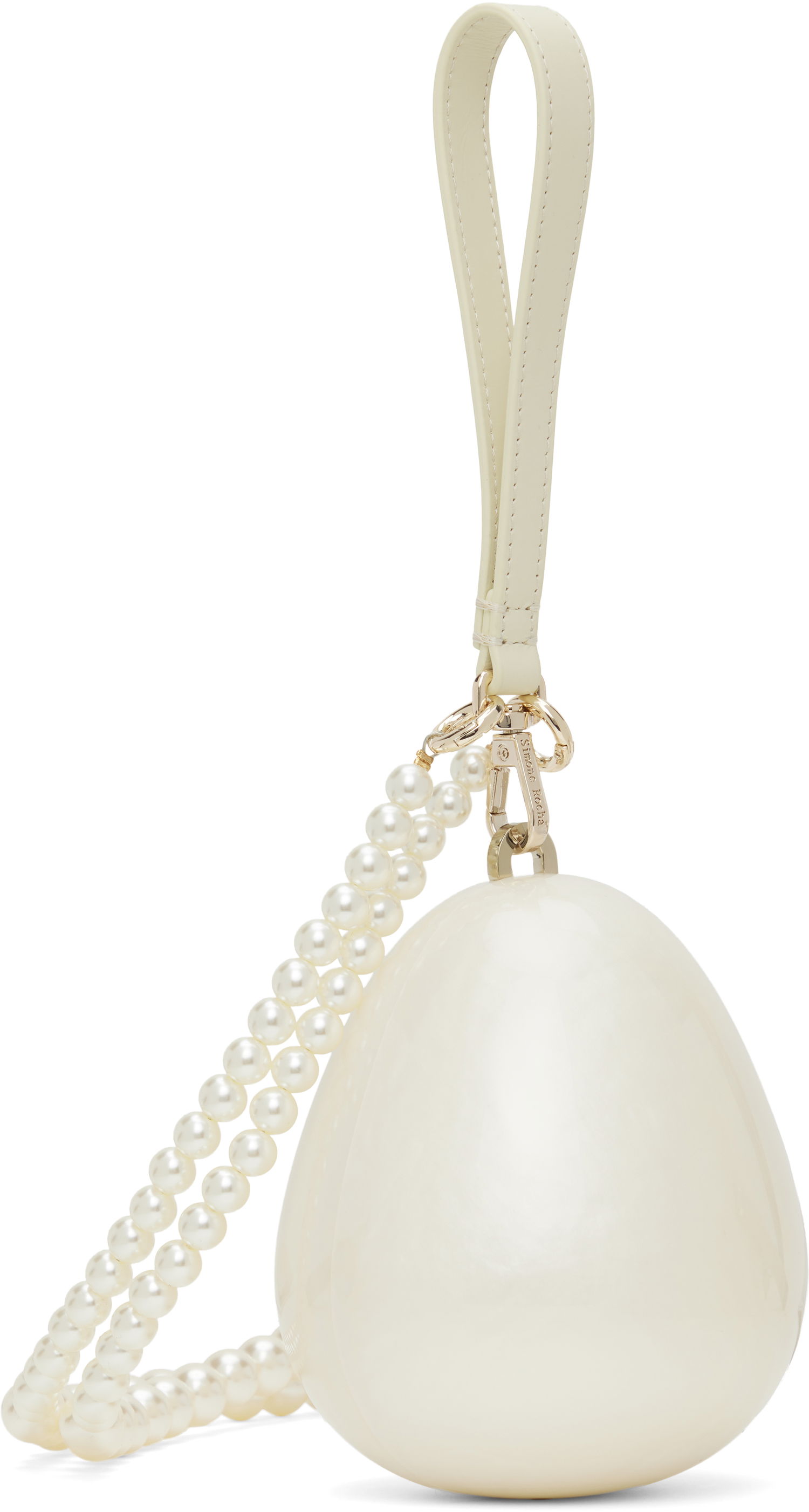 Kabelka Simone Rocha Simone Rocha Micro Pearl Egg Shaped Bag Biela | BAG110B 0773, 1