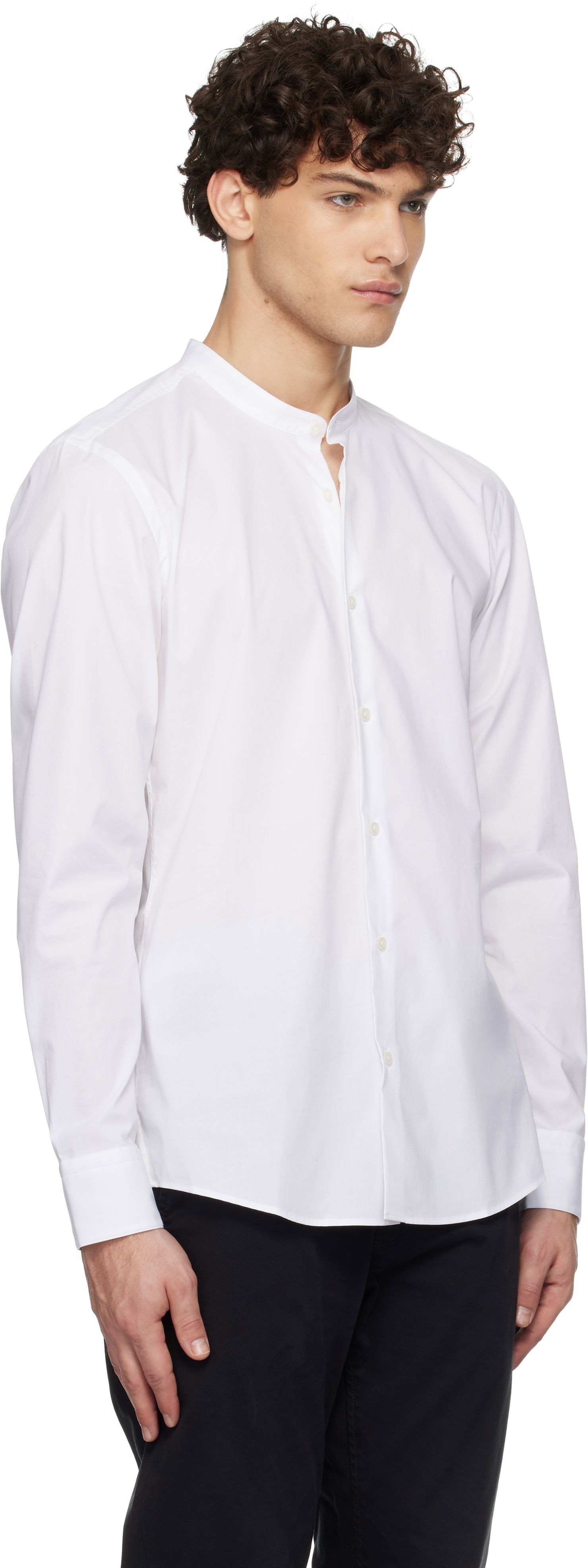 Košeľa BOSS Slim-Fit Band Collar Shirt Biela | 50532882, 1