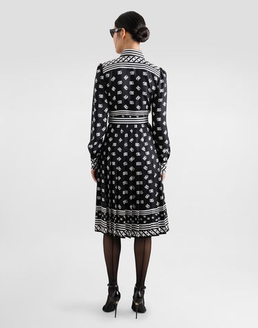 Šaty Dolce & Gabbana Dolce & Gabbana Calf-Length Shirt Dress with DG Logo Print Čierna | F6TMNTGDCVJN0000, 2