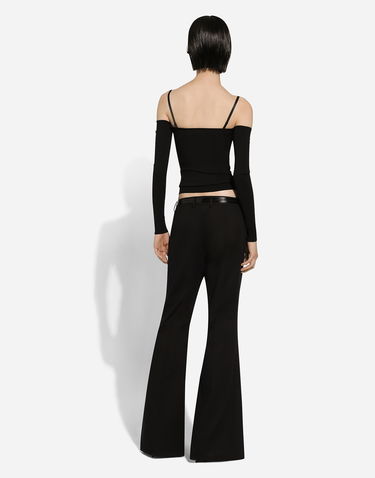 Sveter Dolce & Gabbana Off-the-shoulder Long-Sleeve Viscose Sweater Čierna | FXH48TJAII2N0000, 2