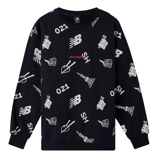 Sveter New Balance Unisex Graphic Print Round-Neck Sweatshirt Čierna | AMT03371-BK, 0