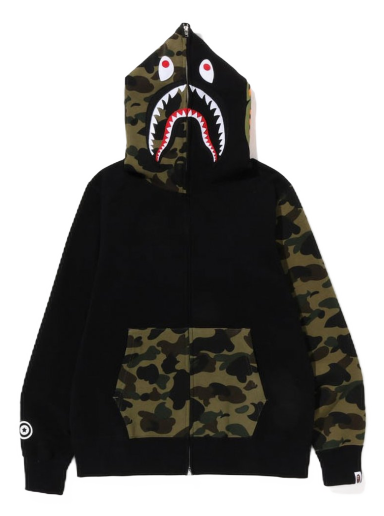 Mikina BAPE 1st Camo Shark Full Zip Hoodie Čierna | 1I70-115-009
