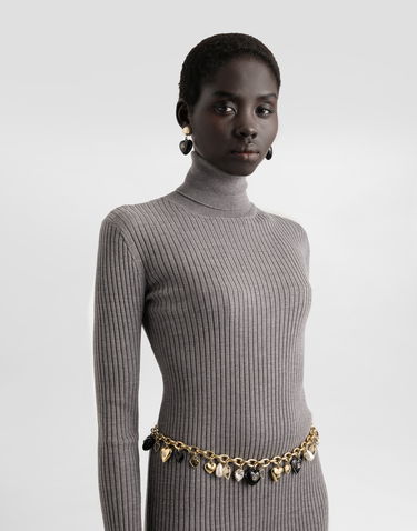 Šaty Dolce & Gabbana Dolce & Gabbana Turtleneck Long Wool Dress Šedá | FXS46TJDVDCN0497, 3