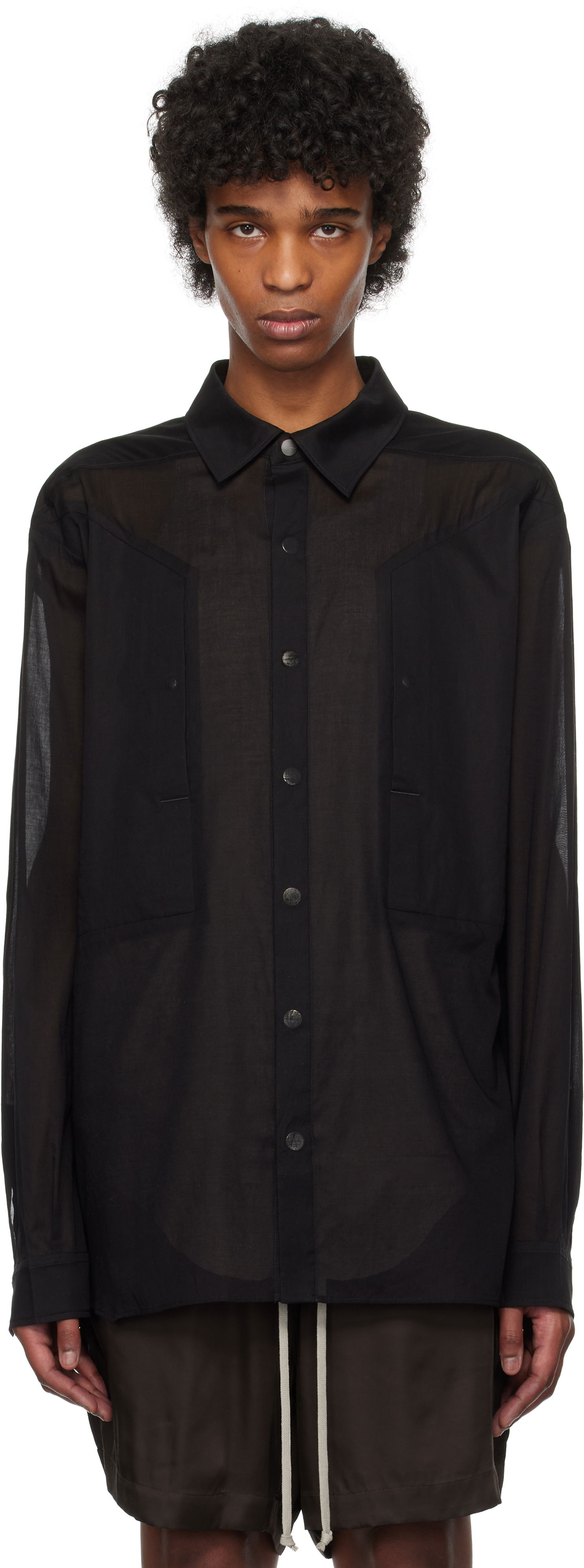 Košeľa Rick Owens Rick Owens Hollywood Jumbo Fogpocket Outer Shirt Čierna | RU01E5240 CV, 0
