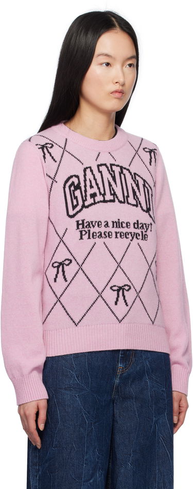 Sveter GANNI GANNI Graphic Bow Knit Sweater Ružová | K2423, 1