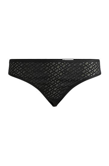 Nohavičky BOSS Monogram Lace Briefs with Logo Trim Čierna | 50520389, 0