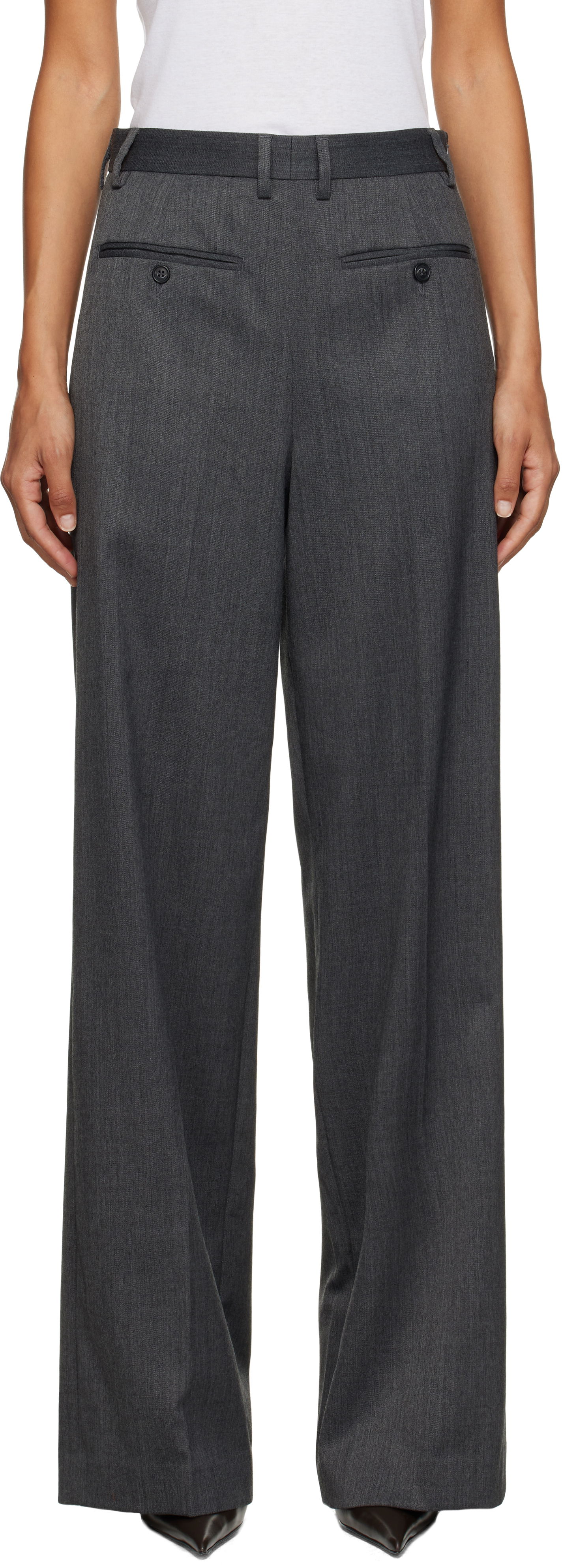Nohavice Maison Margiela MM6 Maison Margiela Tailored Wide-Leg Trousers Šedá | S52KA0538 S47848, 0