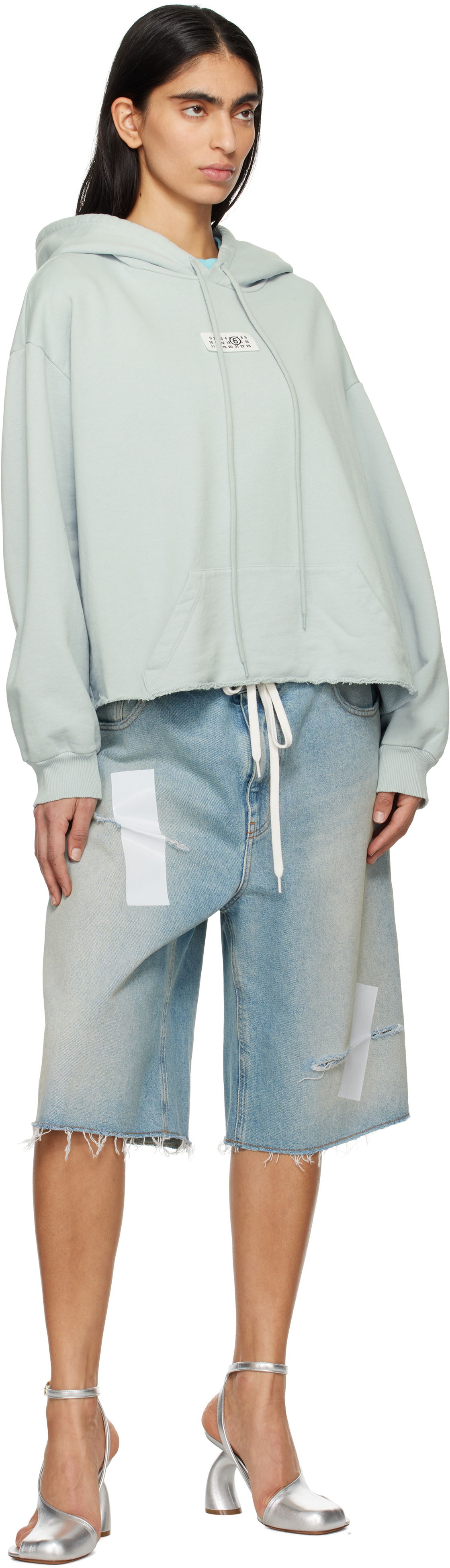 MM6 Maison Margiela Raw Hem Logo Hoodie