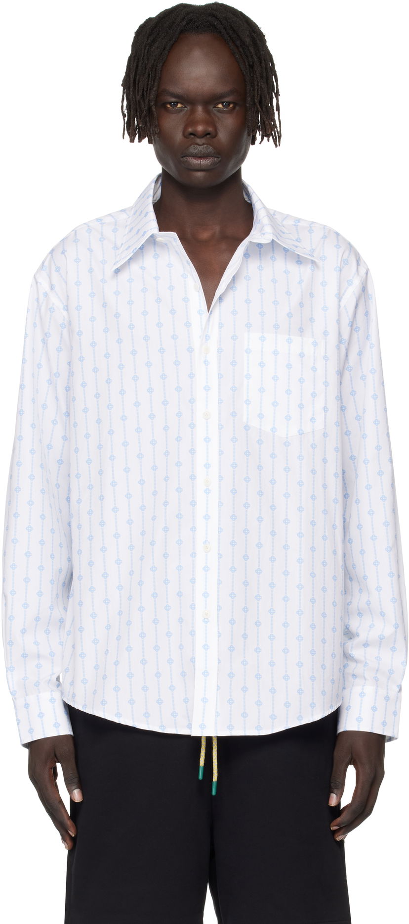 Košeľa Casablanca Casablanca Monogram Oxford Shirt Biela | MPF25-SH-155-01
