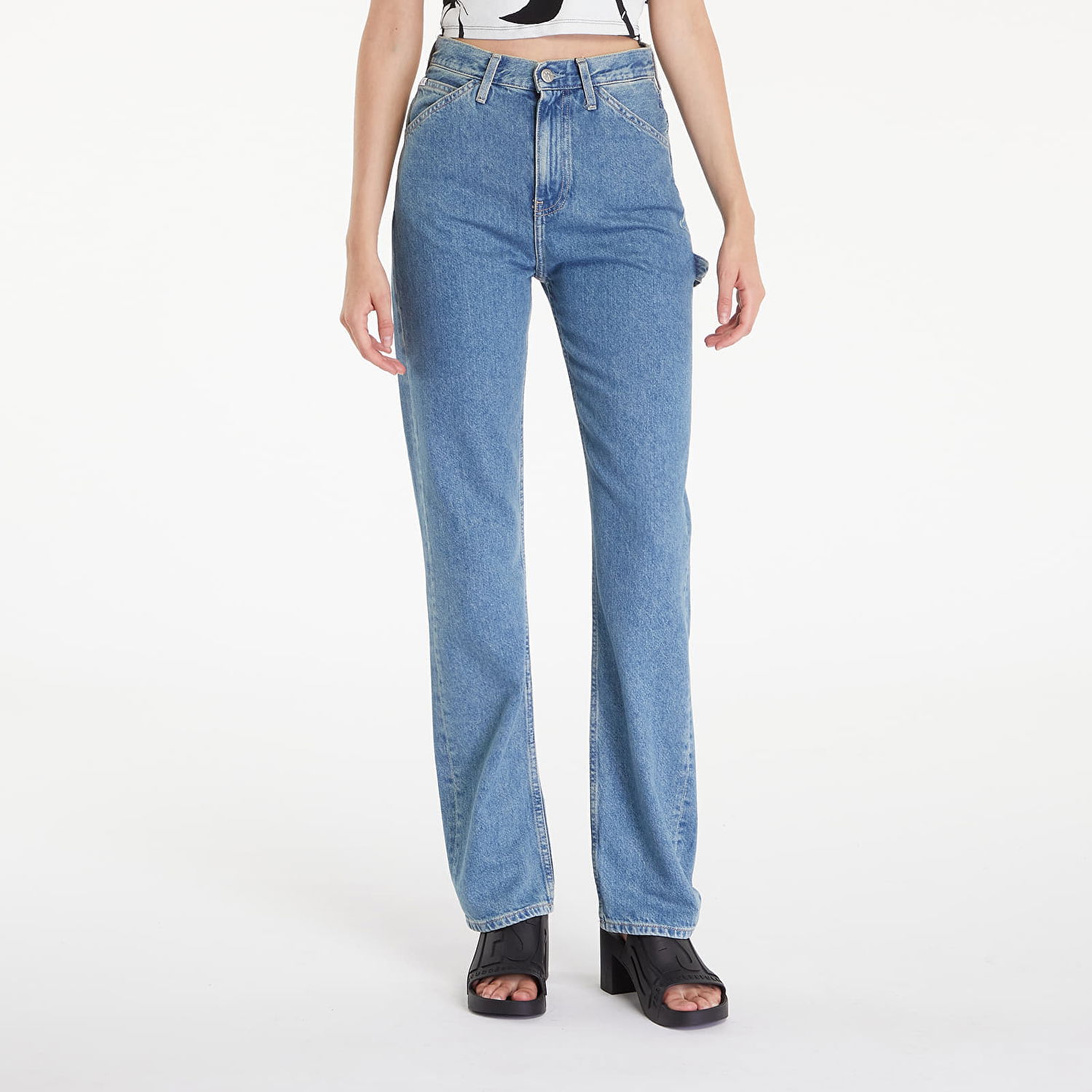 Džínsy CALVIN KLEIN High Rise Straight Denim Light Modrá | J20J223718 1AA, 0