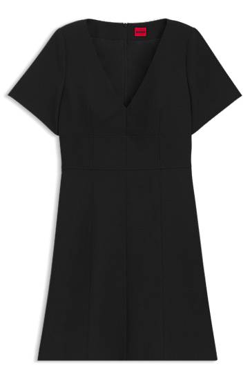 Šaty BOSS V-Neck Dress with Removable Shoulder Pads Čierna | 50542656, 0