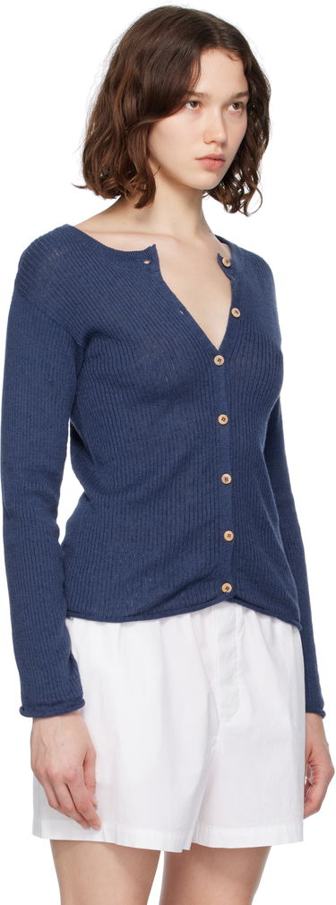 Sveter Baserange Baserange Ribbed Knit Cardigan Modrá | KDRC-LI-SU25, 1