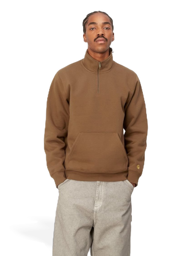 Mikina Carhartt WIP Chase Neck Zip Sweatshirt "Tamarind / Gold" Hnedá | I027038_1R0_XX