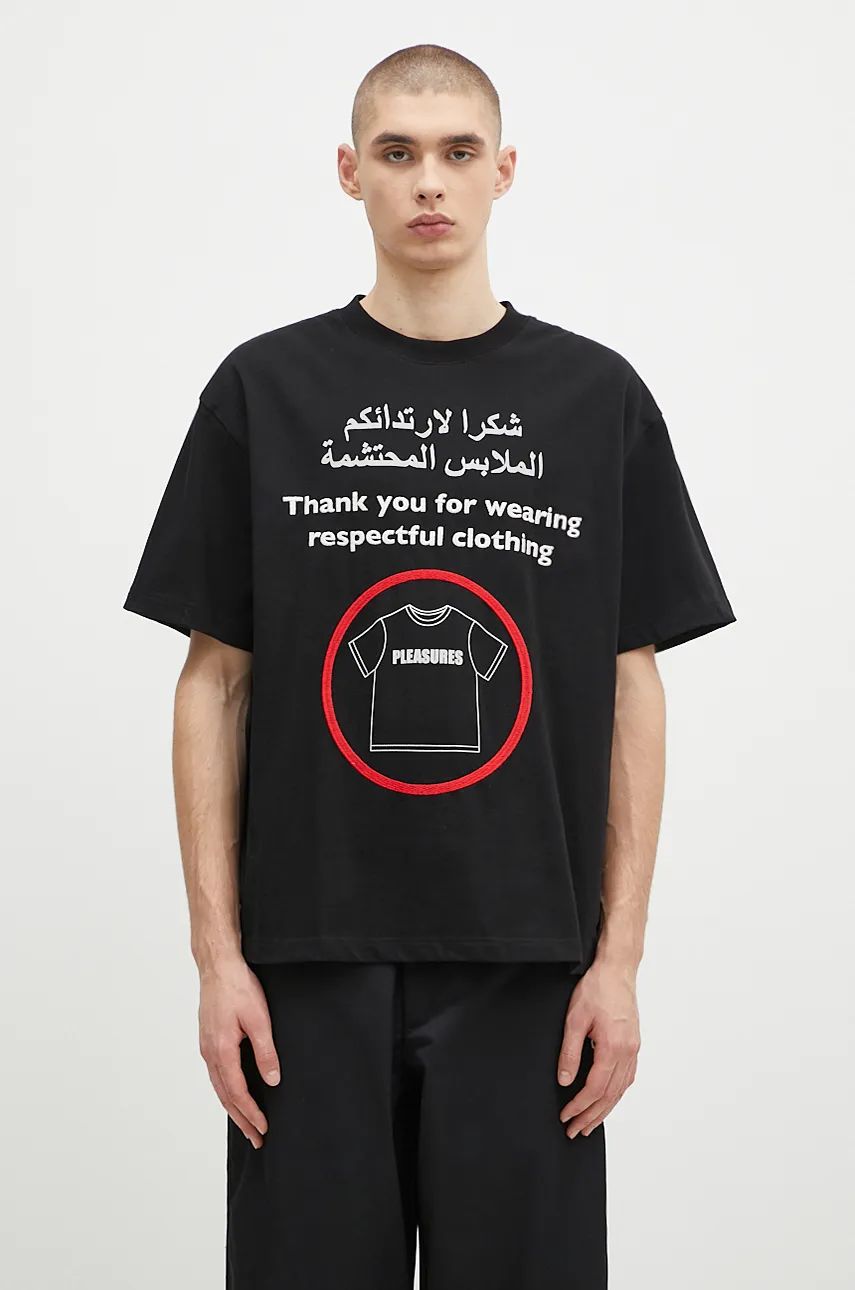 Tričko Pleasures Respect Heavyweight T-Shirt Čierna | P24F041, 0