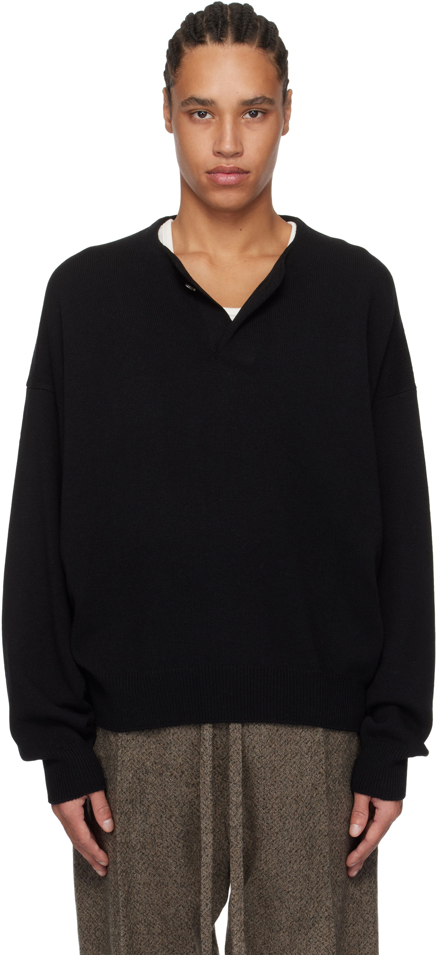 Sveter Fear of God Fear of God Fine Knit Henley Čierna | FGE220-2041LAW, 0