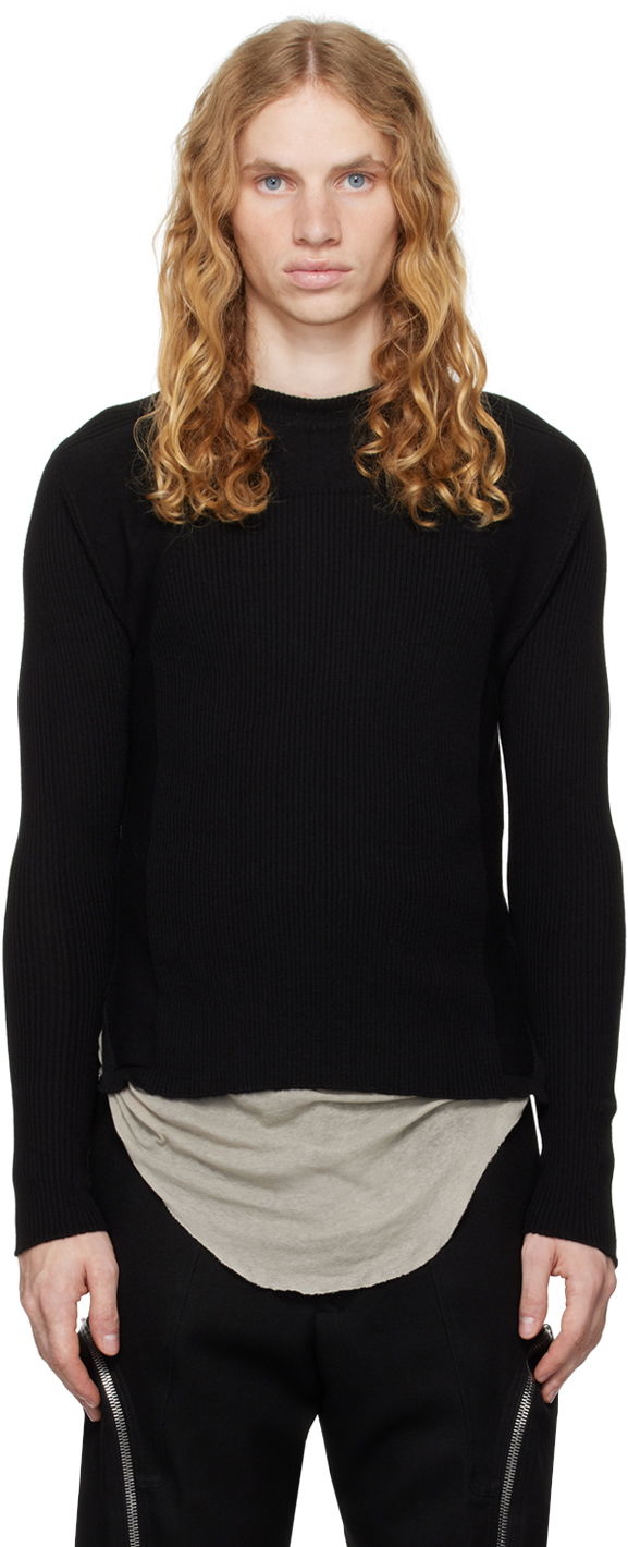 Sveter Rick Owens Rick Owens Porterville Ribbed Geo Sweater Čierna | RU02D6639 RIBM, 0
