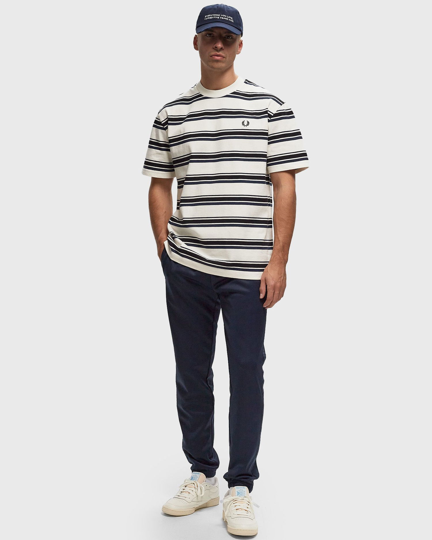 Tričko Fred Perry Relaxed Fit Striped T-Shirt Biela | M8573-S64, 1
